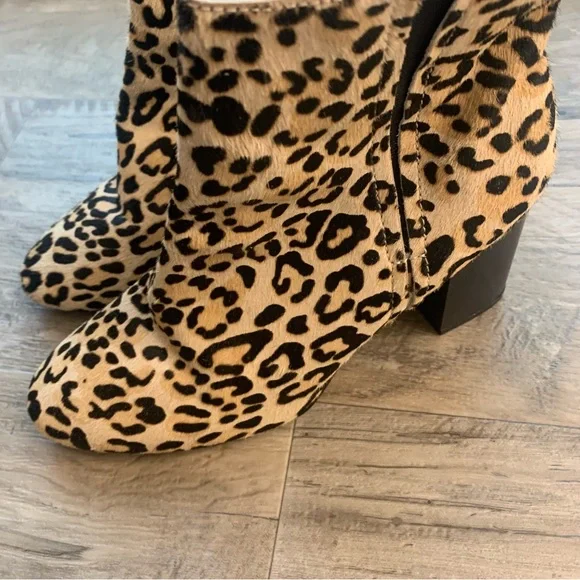 Halogen Alexa Calf Hair Leopard Print Block Heel Ankle Booties - Picture 10 of 12